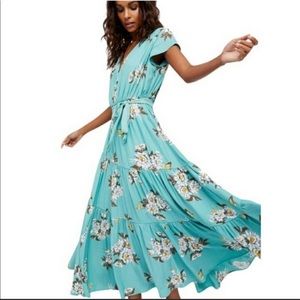 Free People floral green maxi dress size 4
